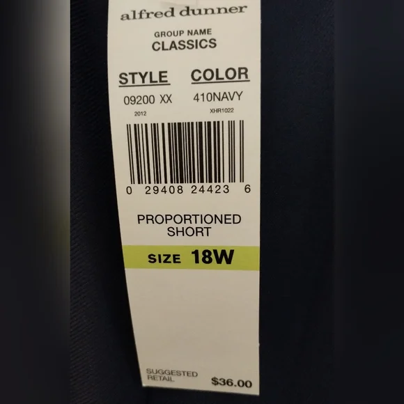 NWT Alfred Dunner Classic Navy Dress Pants Wide Width/Short - Picture 7 of 10